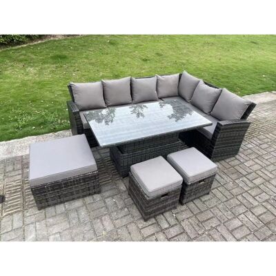 Fimous 9-Sitzer Gartenset - Dunkelgraues Rattan Fimous 9-Sitzer Gartenset - Dunkelgraues Rattan
