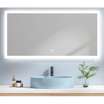EMKE - Espejo de baño con luz - 120 x 60 cm - Horizontal - Espejo EMKE - Espejo de baño con luz - 120 x 60 cm - Horizontal - Espejo