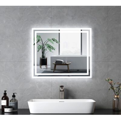 Espejo de baño Emke - Antivaho, LED, Luz blanca fría/cálida, 60x50 cm Espejo de baño Emke - Antivaho, LED, Luz blanca fría/cálida, 60x50 cm
