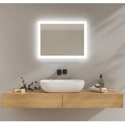 Espejo de baño Emke con LED, Antivaho, 60x45cm, Luz Cálida/Fría Espejo de baño Emke con LED, Antivaho, 60x45cm, Luz Cálida/Fría
