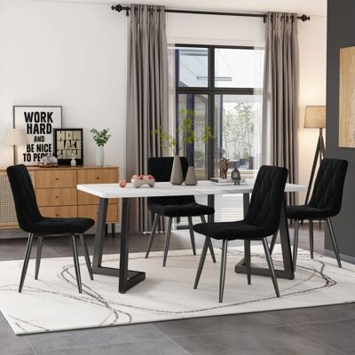 Juego de Comedor Moderno Modfu - 4 Sillas - Mesa Rectangular - Negro Juego de Comedor Moderno Modfu - 4 Sillas - Mesa Rectangular - Negro