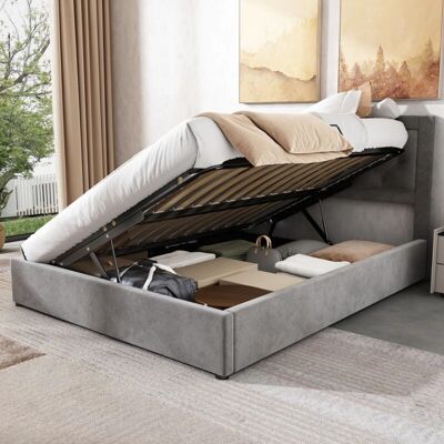MODFU - Letti contenitore 140x200cm - Gray - Lateral opening - Storage bed MODFU - Letti contenitore 140x200cm - Gray - Lateral opening - Storage bed