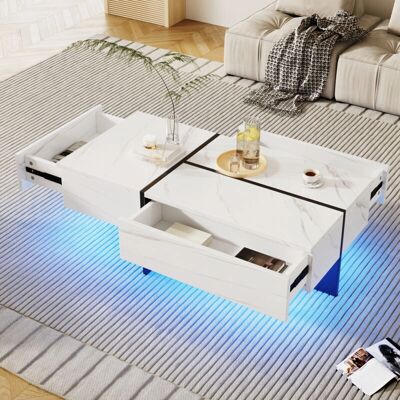 MODFU - Tavolini bassi LED marmo - 100x50x34.5 cm - 3 cassetti - Coffee table MODFU - Tavolini bassi LED marmo - 100x50x34.5 cm - 3 cassetti - Coffee table