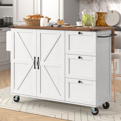 MODFU - Isola cocina 140x45x92.5 - beige - Carrito de cocina MODFU - Isola cocina 140x45x92.5 - beige - Carrito de cocina
