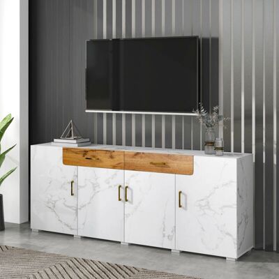 MODFU Credenza buffet y aparadores 208x39.5x80 cm - 2 cajones - 4 puertas - Armario buffet MODFU Credenza buffet y aparadores 208x39.5x80 cm - 2 cajones - 4 puertas - Armario buffet