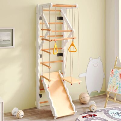 Modfu - 6-in-1 Climbing Frame - Natural Wood - Playset Modfu - 6-in-1 Climbing Frame - Natural Wood - Playset
