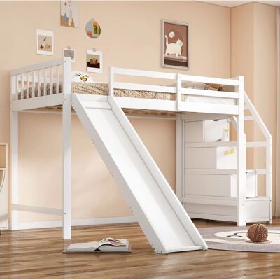MODFU - MODFU-LOFT-90x200 - Blanco - Pino - Cama loft MODFU - MODFU-LOFT-90x200 - Blanco - Pino - Cama loft