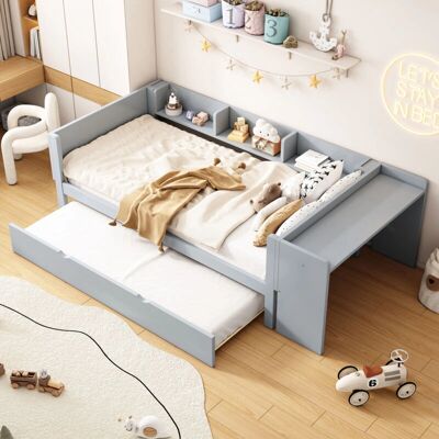 MODFU - Letti estraibili 90x200 - Pino - Bed with desk MODFU - Letti estraibili 90x200 - Pino - Bed with desk