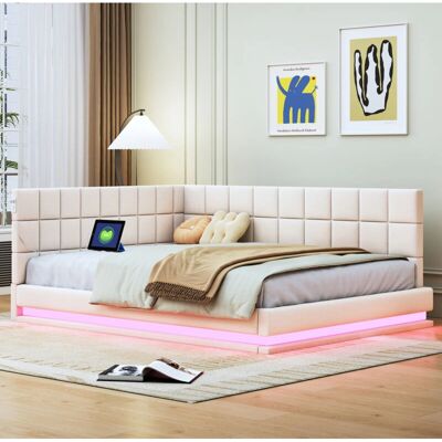 MODFU - 140x200 cm - Beige - Velvet - Canapé-lit - Publicité MODFU - 140x200 cm - Beige - Velvet - Canapé-lit - Publicité