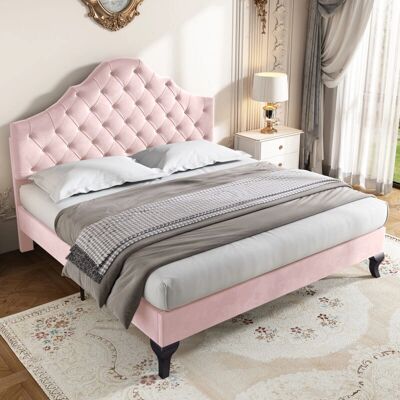 MODFU - Cama infantil 140x200 - Pink Velvet - Cama MODFU - Cama infantil 140x200 - Pink Velvet - Cama