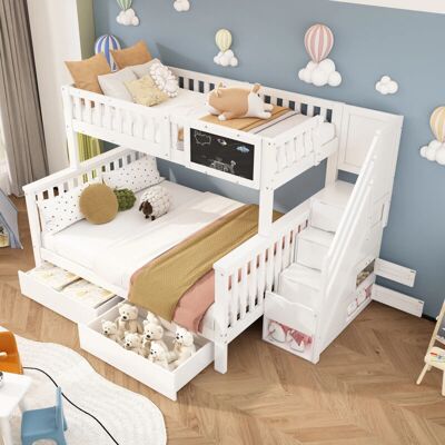 Modfu - Litera 90x200/140x200 - 2 drawers - storage ladder - Bunk bed - Publicité Modfu - Litera 90x200/140x200 - 2 drawers - storage ladder - Bunk bed - Publicité