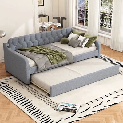 MODFU - 140x200 - Gris foncé - Lin - Bed - Publicité MODFU - 140x200 - Gris foncé - Lin - Bed - Publicité