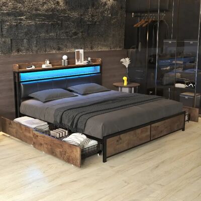 MODFU - Letti con cassetti 90x200cm - Blanco - Natural - Cama loft MODFU - Letti con cassetti 90x200cm - Blanco - Natural - Cama loft