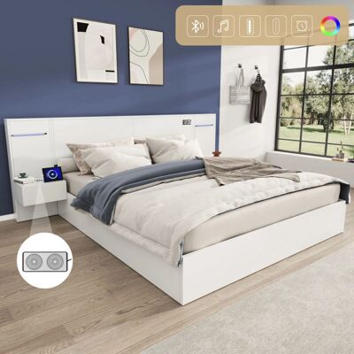 MODFU Letto 160x200 - MDF Blanco - USB LED - Cama MODFU Letto 160x200 - MDF Blanco - USB LED - Cama