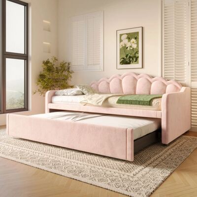 MODFU - 90/180x200cm - Terciopelo - Rosa - Sofá cama MODFU - 90/180x200cm - Terciopelo - Rosa - Sofá cama