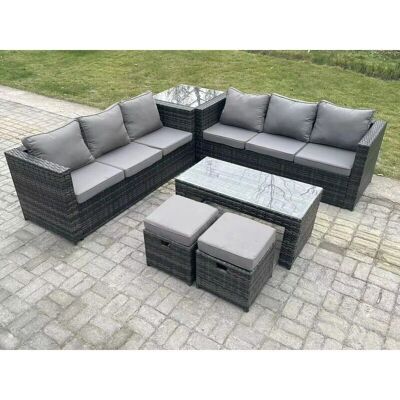 Fimous Outdoor Rattan Gartengarnitur - Dunkelgrau - Gartenmöbel-Set Fimous Outdoor Rattan Gartengarnitur - Dunkelgrau - Gartenmöbel-Set
