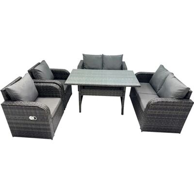 Fimous 6er Gartenmöbel-Set - Relaxstühle, Liebessofa, Esstisch Fimous 6er Gartenmöbel-Set - Relaxstühle, Liebessofa, Esstisch