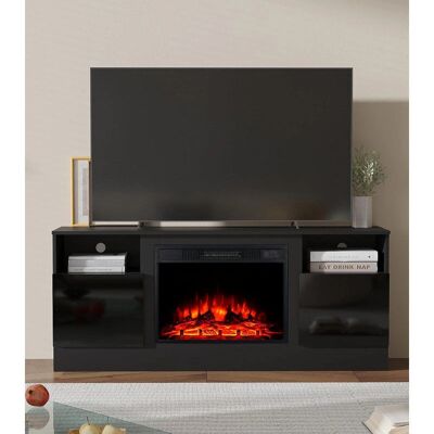 M.C.Haus Soporte de TV y Chimenea - Marrón/Negro, 147cm, 3 lados de cristal M.C.Haus Soporte de TV y Chimenea - Marrón/Negro, 147cm, 3 lados de cristal