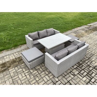 Fimous PE Rattan Garden Furniture Set Height Adjustable Table Sofa Dining - Unisex Fimous PE Rattan Garden Furniture Set Height Adjustable Table Sofa Dining - Unisex