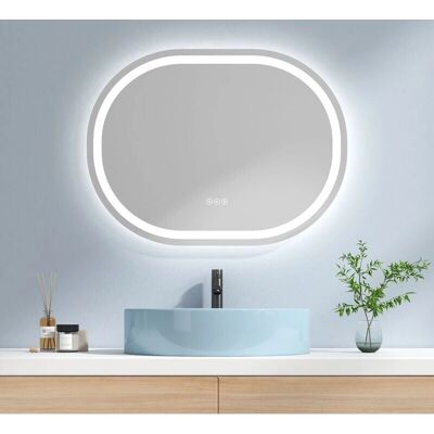Espejo de baño Emke - Ovalado con LED, táctil y memoria - 80x60cm Espejo de baño Emke - Ovalado con LED, táctil y memoria - 80x60cm