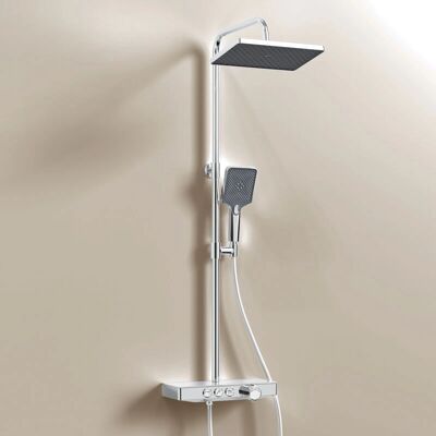 EMKE - Columna de ducha - Estante de cristal 36x14 cm - Montada en pared EMKE - Columna de ducha - Estante de cristal 36x14 cm - Montada en pared