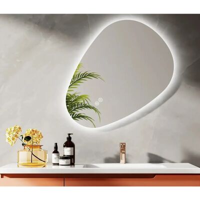 Emke Badezimmer Spiegel - 70x50cm, Hintergrundbeleuchtung, Asymmetrisch, Touch-Steuerung Emke Badezimmer Spiegel - 70x50cm, Hintergrundbeleuchtung, Asymmetrisch, Touch-Steuerung