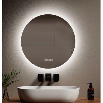 Espejo de baño LED redondo Emke - Brillo ajustable - 60cm Espejo de baño LED redondo Emke - Brillo ajustable - 60cm