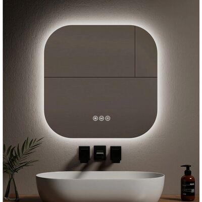 Espejo de baño Emke con luz - 60x60cm, Antivaho, 3 Colores, Dimmable Espejo de baño Emke con luz - 60x60cm, Antivaho, 3 Colores, Dimmable