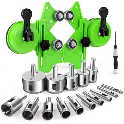 GOTRAYS - Kit sega a tazza per piastrelle - Ventosas dobles - ABS - Guía de taladro GOTRAYS - Kit sega a tazza per piastrelle - Ventosas dobles - ABS - Guía de taladro