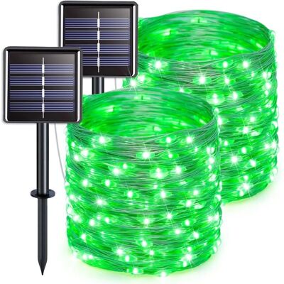 QIEDIE - 2-pack solar string lights - Green copper-wire - Outdoor - 8 modes - String lights QIEDIE - 2-pack solar string lights - Green copper-wire - Outdoor - 8 modes - String lights