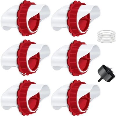 GOTRAYS - Mangiatoia automatica per polli - Red - 6-port gravity - Poultry gravity feeder GOTRAYS - Mangiatoia automatica per polli - Red - 6-port gravity - Poultry gravity feeder