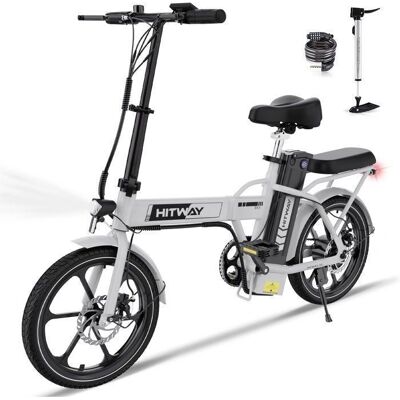 Vélo électrique HITWAY 10,4 Ah 36V - Pliable, Autonomie 35-90 km, Blanc - Publicité Vélo électrique HITWAY 10,4 Ah 36V - Pliable, Autonomie 35-90 km, Blanc - Publicité