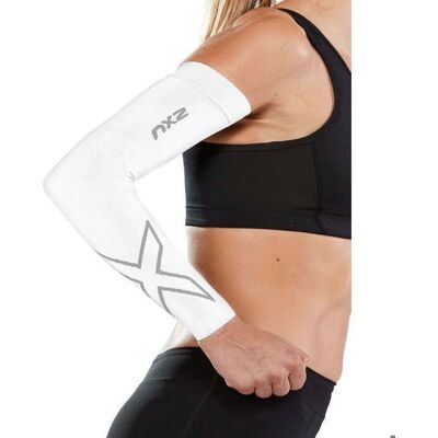 2XU Flex Run White/Grey Arm Sleeves - Arm Sleeves 2XU Flex Run White/Grey Arm Sleeves - Arm Sleeves