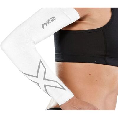 2xu Unisex Maniche di compressione XL Bianco/Grigio - Manichette 2xu Unisex Maniche di compressione XL Bianco/Grigio - Manichette