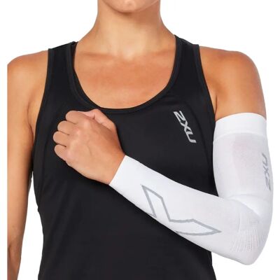 2XU White/Grey Flex Compression Arm Sleeve - Arm Sleeve 2XU White/Grey Flex Compression Arm Sleeve - Arm Sleeve