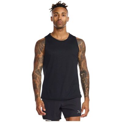 2XU Black Aero Tank - Lightweight Breathable Running Top 2XU Black Aero Tank - Lightweight Breathable Running Top