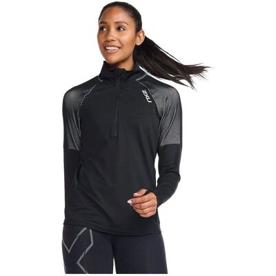 2XU Femme Light Speed 1/2 Zip - Noir & Argent - Haut de Sport 2XU Femme Light Speed 1/2 Zip - Noir & Argent - Haut de Sport