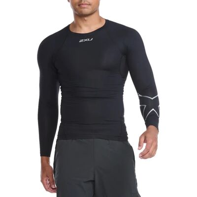 2XU Men’s M Core Compression Long Sleeve - Black & Silver Top 2XU Men’s M Core Compression Long Sleeve - Black & Silver Top