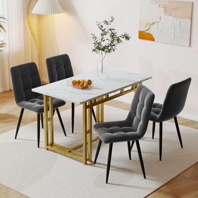 REDOM - Gold Dining Set 120x70 - 4 chairs - Dining Set REDOM - Gold Dining Set 120x70 - 4 chairs - Dining Set