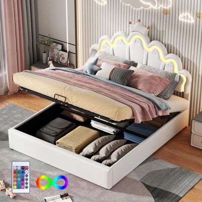 WISHDOR - Letto imbottito 140x200 - Blanco - Cama WISHDOR - Letto imbottito 140x200 - Blanco - Cama