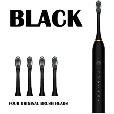 ERANPO Black Electric Toothbrush - Sonic Vibration - Rechargeable - 4 Brush ERANPO Black Electric Toothbrush - Sonic Vibration - Rechargeable - 4 Brush