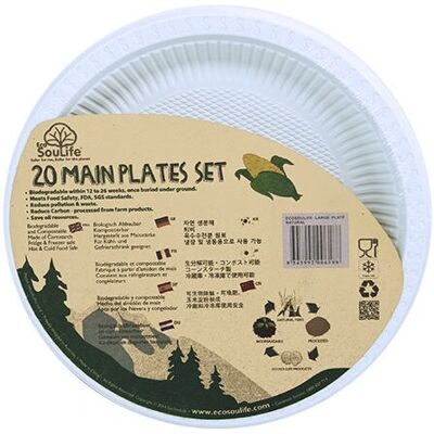 Plato Desechable Blanco de almidón de maíz EcoSouLife Plato Desechable Blanco de almidón de maíz EcoSouLife