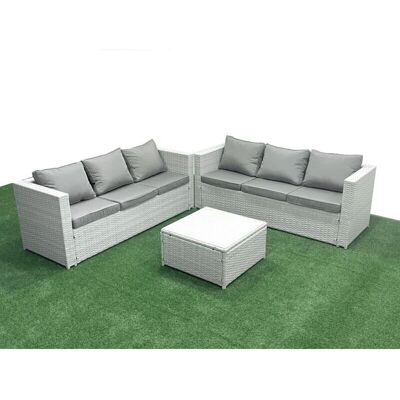 Fimous Garden Outdoor Rattan Furniture Set 6 Seater Light Grey - Garden Furniture Set Fimous Garden Outdoor Rattan Furniture Set 6 Seater Light Grey - Garden Furniture Set