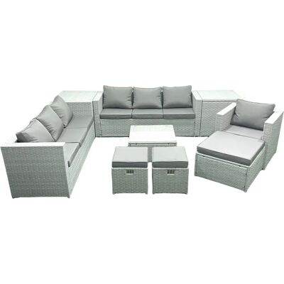 Fimous - Wicker PE Rattan Sofa Set - Light Grey - Sofa Set Fimous - Wicker PE Rattan Sofa Set - Light Grey - Sofa Set