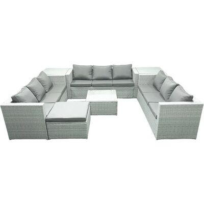 Fimous - Rattan Garden Set - 10S - Light Grey - Garden Set Fimous - Rattan Garden Set - 10S - Light Grey - Garden Set