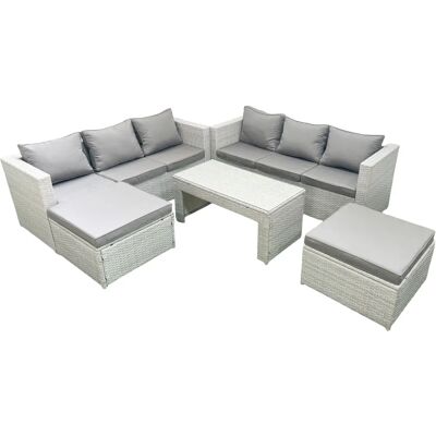 Fimous - 8-Seater - Light Grey - Rattan - Garden set Fimous - 8-Seater - Light Grey - Rattan - Garden set