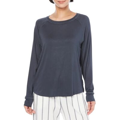 Boody Kvinners økologisk bambus Goodnight Raglan Nattskjorte - Blå/navy - XL Boody Kvinners økologisk bambus Goodnight Raglan Nattskjorte - Blå/navy - XL