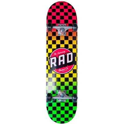 RAD Checkers Rasta Skateboard Completo - Skateboard RAD Checkers Rasta Skateboard Completo - Skateboard