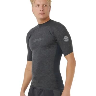 Ripcurl Men Dawn Patrol UPF 50 Short Sleeve Rash Vest - Black Marle Ripcurl Men Dawn Patrol UPF 50 Short Sleeve Rash Vest - Black Marle