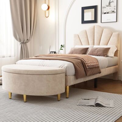 OKWISH - Velvet - Beige - 90x200 Bed OKWISH - Velvet - Beige - 90x200 Bed